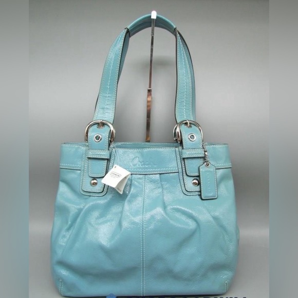 Coach Handbags - COA + Rare NWT  Patent Leather Coach Soho Mineral Blue Handbag 16604 MSRP $358